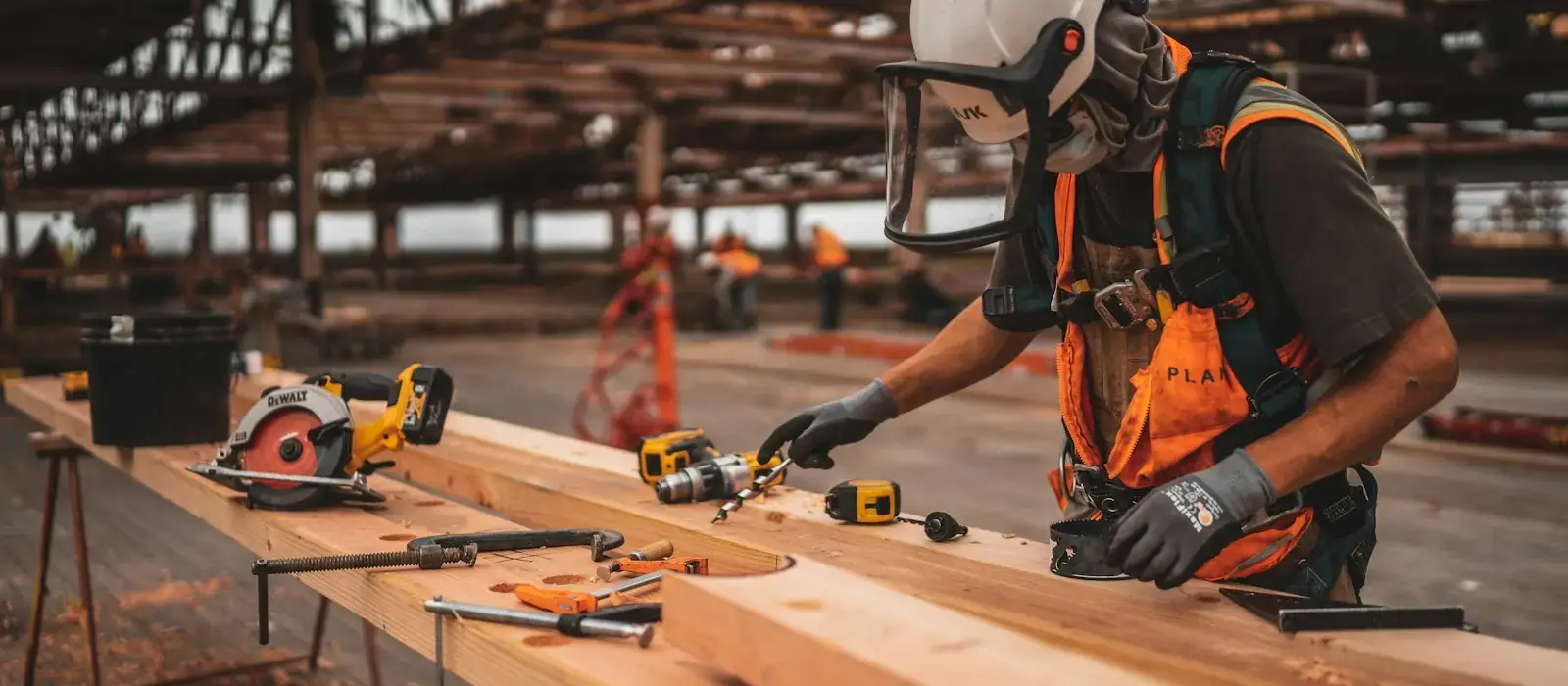 Lumber, joists, and construction materials for framing projects